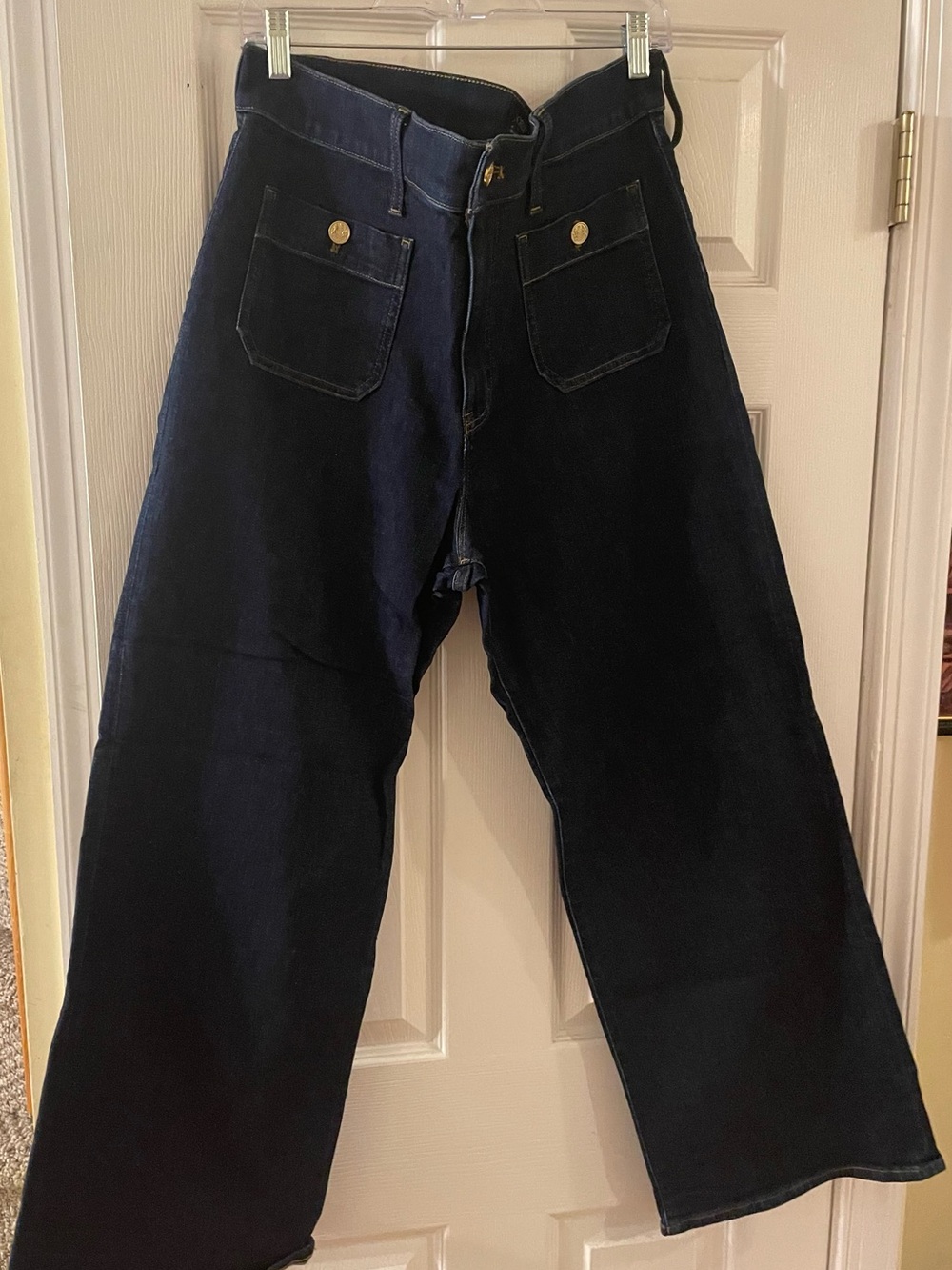 J. Crew Factory Slim Wide-Leg Sailor Jeans with Front Patch Pockets - Dark Denim
